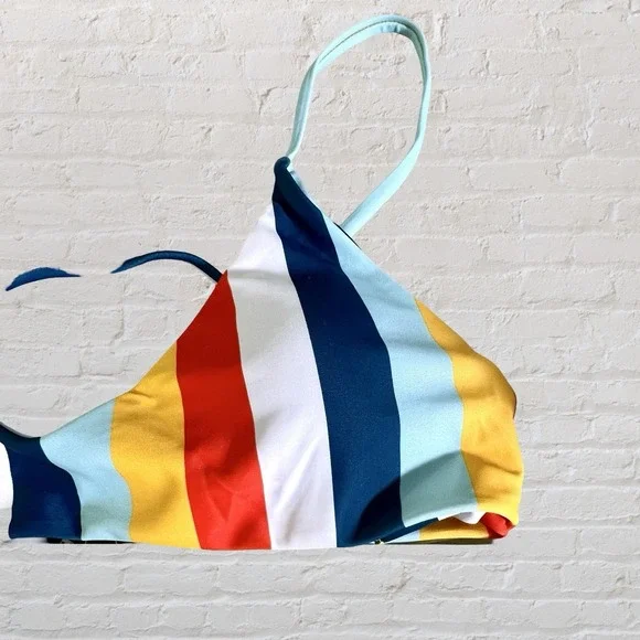 Zaful Women's 2 Piece Striped Top Bikini Set High Low Bottom Size S Beachy NWT - Picture 4 of 13